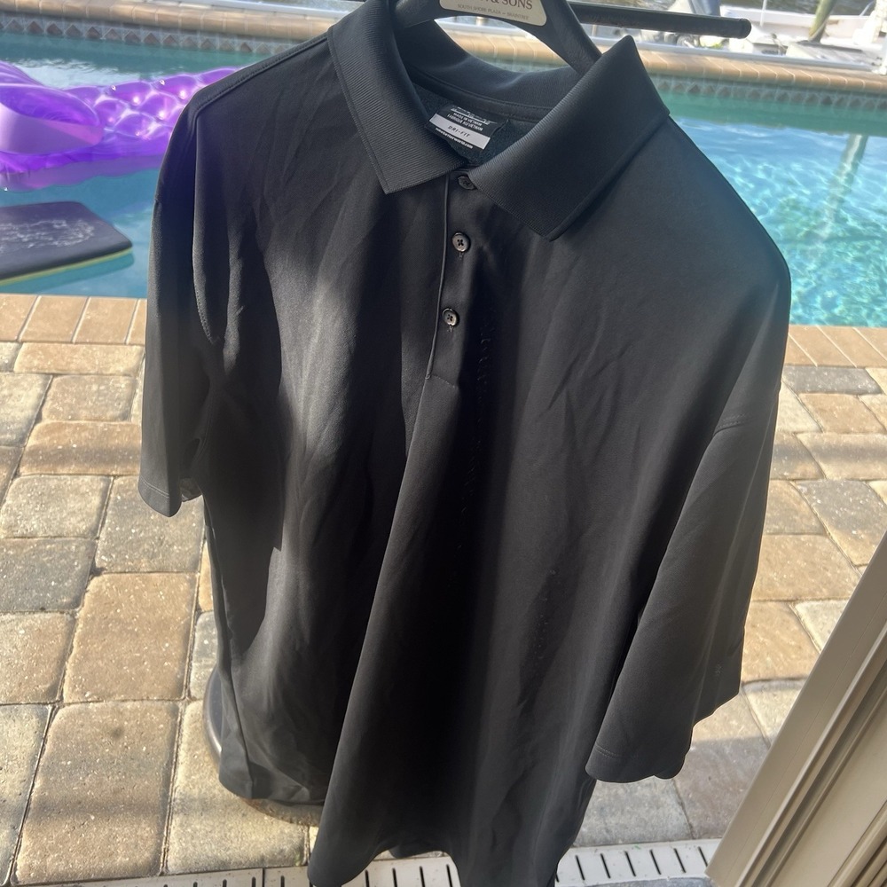 Nike Golf Polo Shirt Black Black Swoosh Mens Extra Large Dri Fit Sports Outdoor